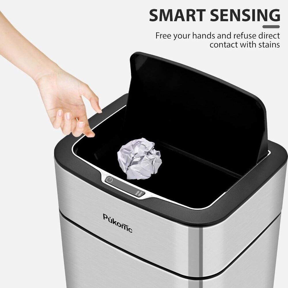 Pukomc Motion Sensor Trash can Stainless Steel Trash can 2.7-Gallon - Picture 5 of 8